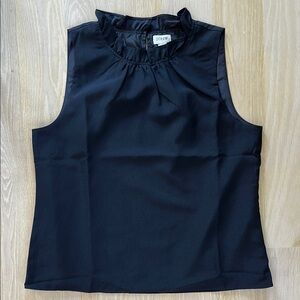 J. Crew Women's Black Sleeveless Ruffle Neck Top
